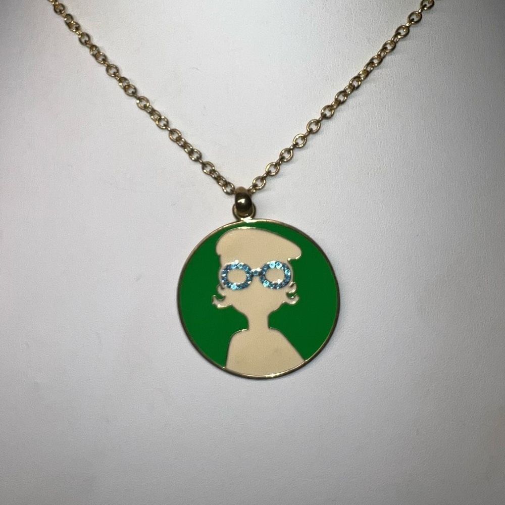 Vintage‎ EsMor Rhinestone Spectacled Funky Lady Pendant